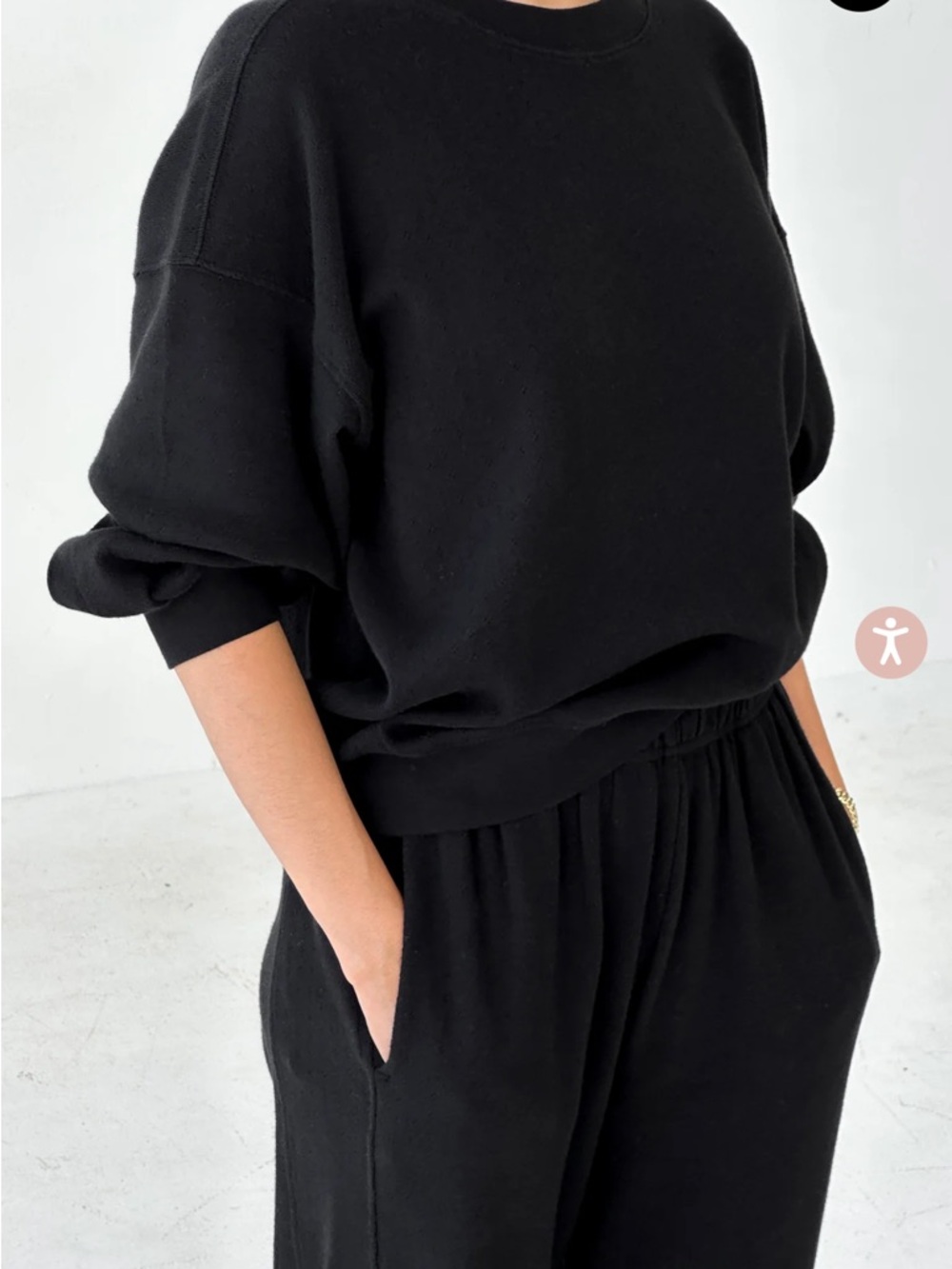 Le Bon Shoppe Black Pointelle Crewneck Sweatshirt - Picture 3 of 13